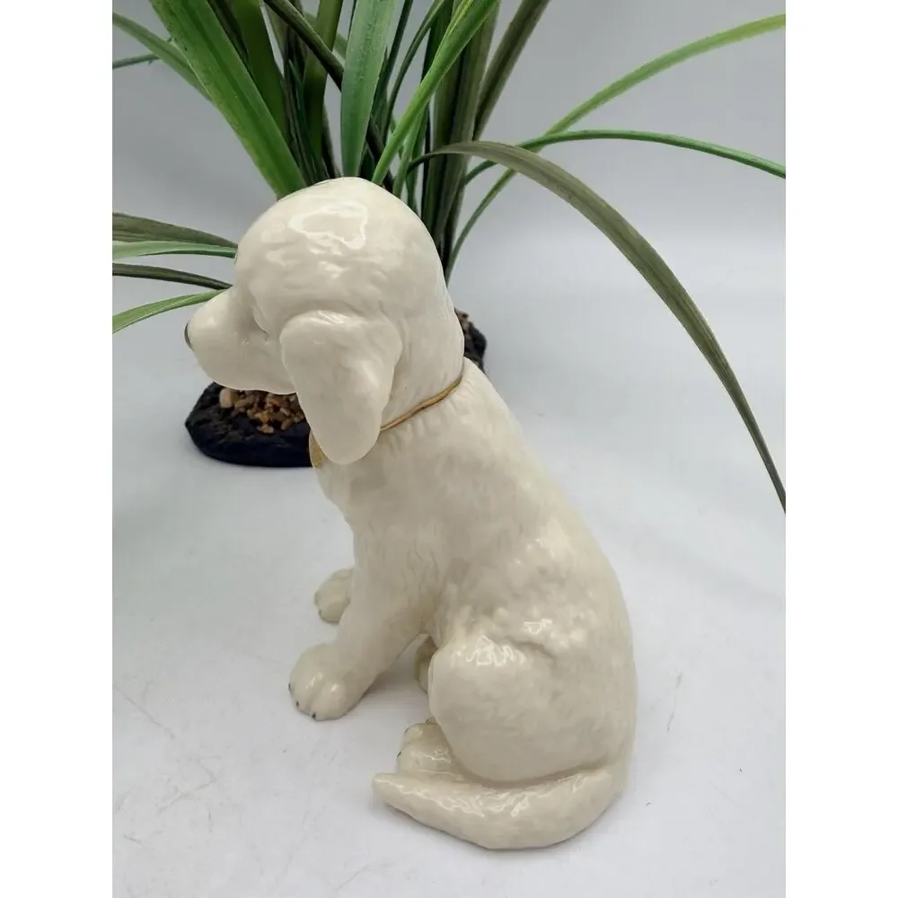 Lenox Dog Puppy Porcelain Figurine 24kt Gold Heart Collar Lab Retriever VTG